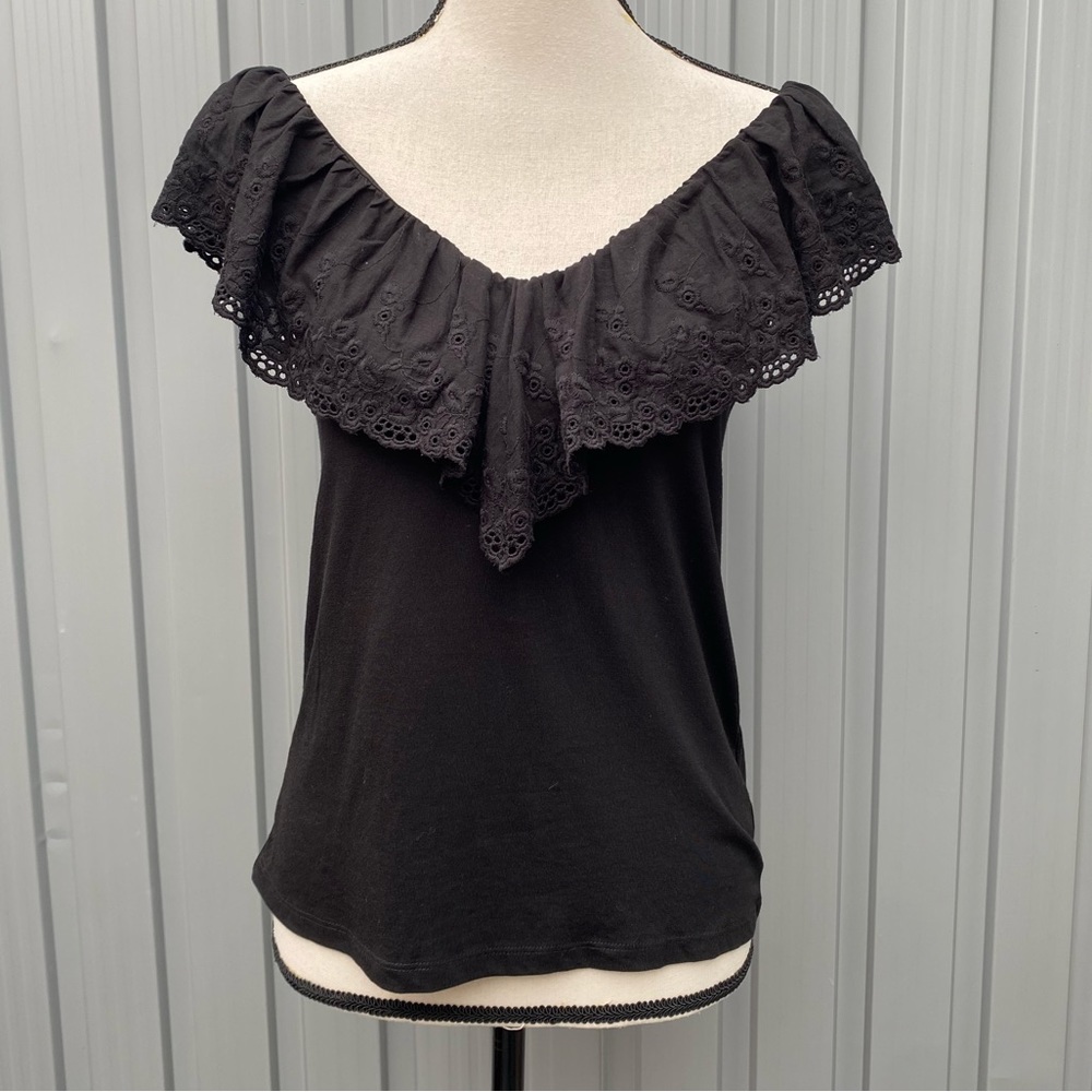 H&M Eyelet Embroidery V Neck Top